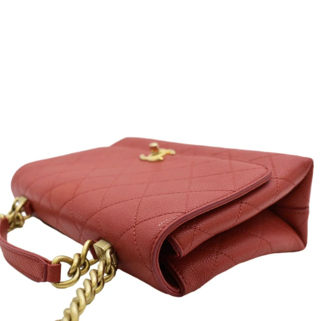 Pre-Owned Stitched Flap Affinity Caviar CHANEL Chic Leather Small Red Crossbody Quilted Bag