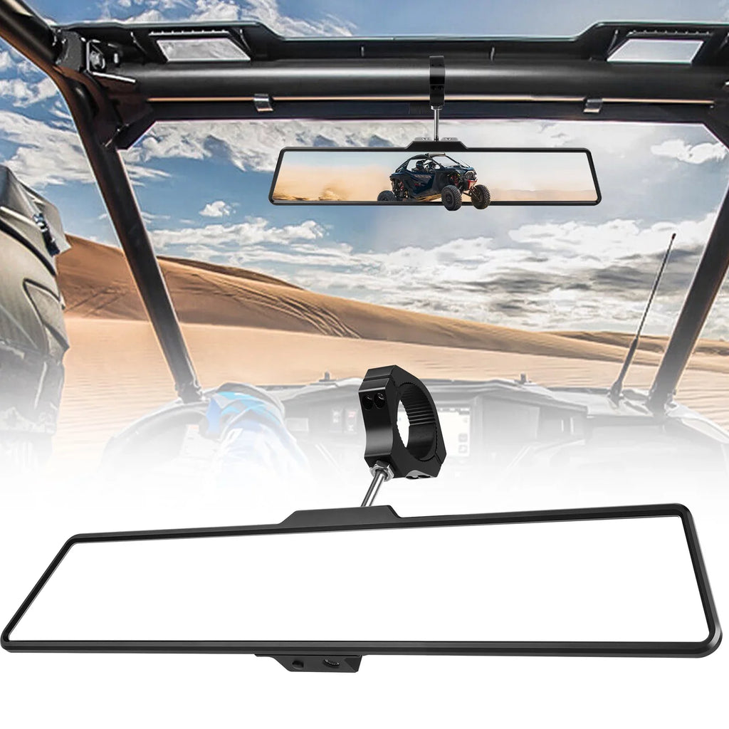Polaris View Ranger/RZR UTV 16" MICTUNING Mirror Rear Fit Universal Center White Lights Interior Mirrors w/ Rearview Aluminum