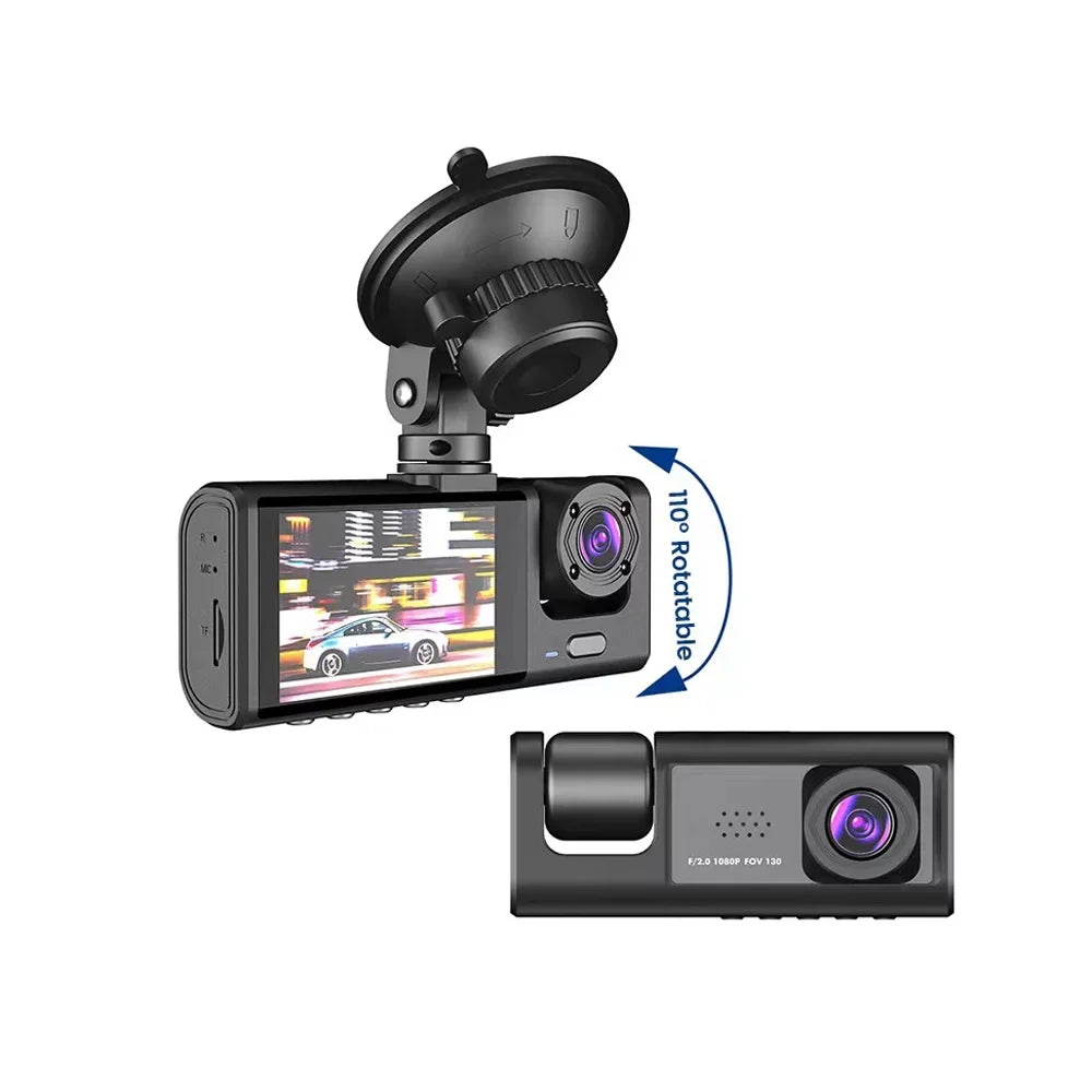 Dashcam One-Key Driving Camera Rear 1080P Screen Night-Vision Support 2 Front Inch Recording DVR Camera & & Recorder Loop Dash Inside Lock