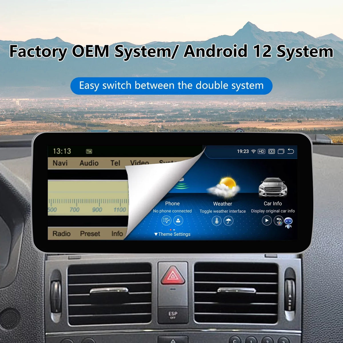 Mercedes CarPlay Wireless Screen Car Top Stereo Touch with Supports Car Benz W204 8GB+256GB C 13 Touch Android NTG4.5/4.7, Android 2011-2014 Auto for Screen Class Year Road Mirrorlink Wired 10.25"