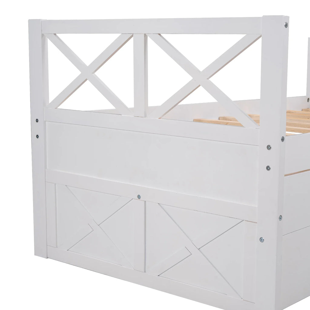 Twin, Bed Colors Wood Captain with Multiple Solid and Drawers, Trundle Merax