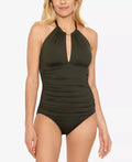 US OLIVE Ralph 12 Lauren High-Neck Tummy-Control One-Piece Swimsuit,