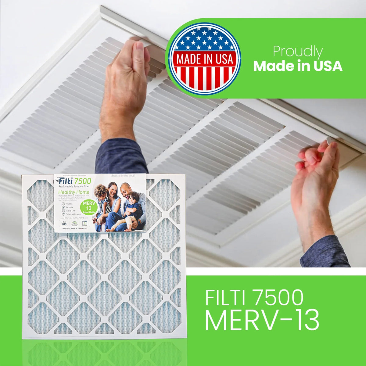 MERV Home 20x2x25in Pack) 13 Furnace Air Filti (4 7500 HVAC Pleated Filter