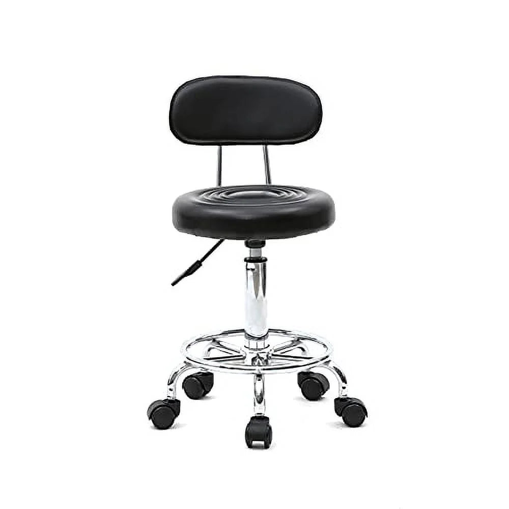White Perfect Stool and Wheels with Adjustable for Back Office Beauty Massage Chair, Studio, Cushion Dental Swivel Tattoo Multi-Purpose Salon Rolling Spa Clinic Salon Art Stool Goujxcy