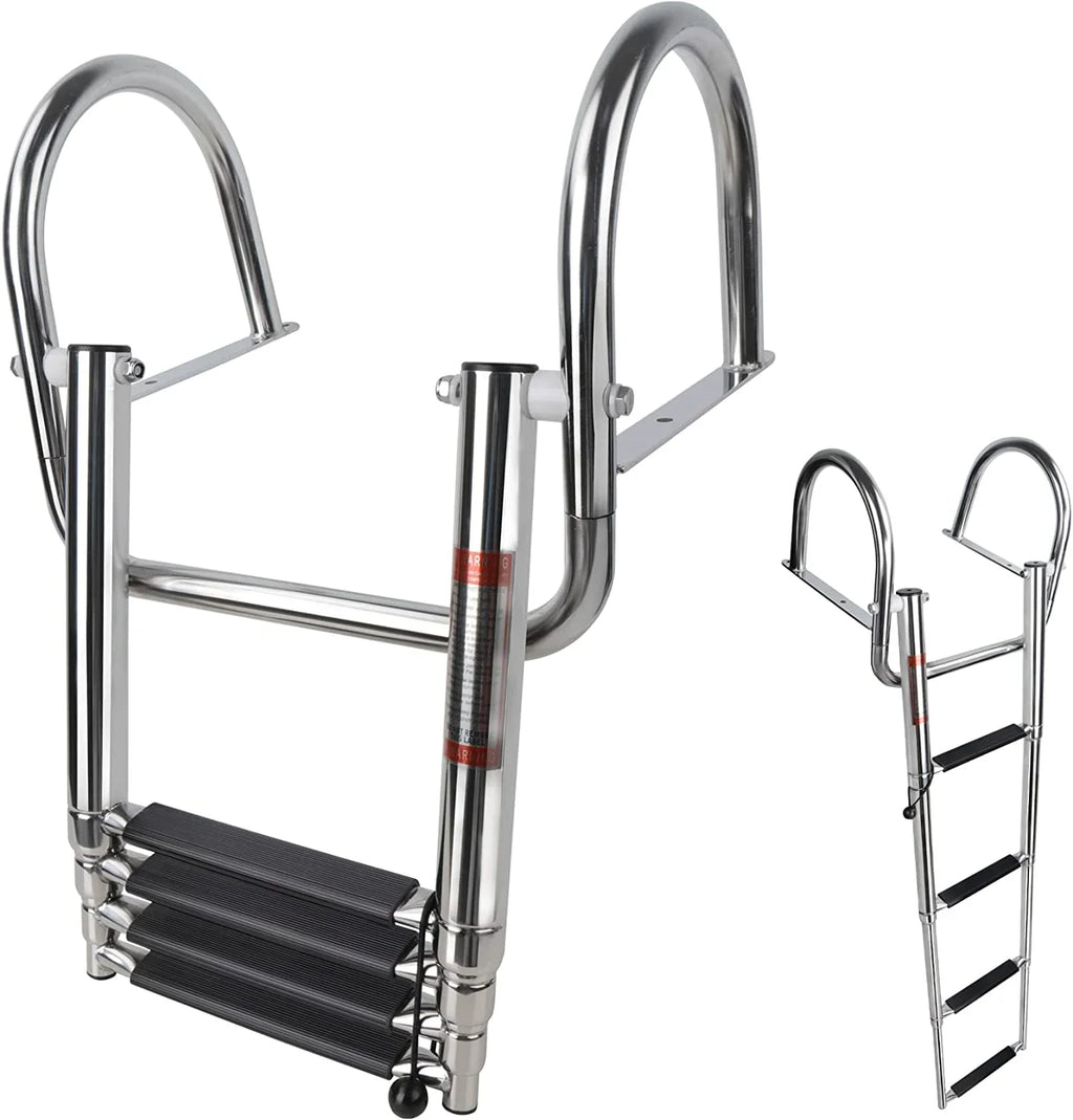 Ladder,Dock Ladder 4 Pontoon Duty Wide Swim Hand Steps, Boat Ladder,Heavy Railings Boat with with Boat Ladder Telescoping Step Folding Boarding