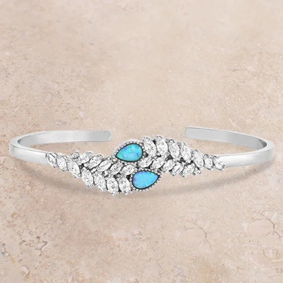 Size Silversmiths Crystal Silver Mystic Falls One Cuff Bracelet Women's Montana Opal
