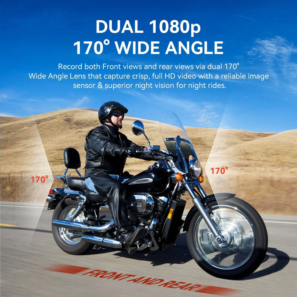with Wi-Fi Cam Dash Rexing Motorcycle MTC1 Dual 1080P Channel GPS &