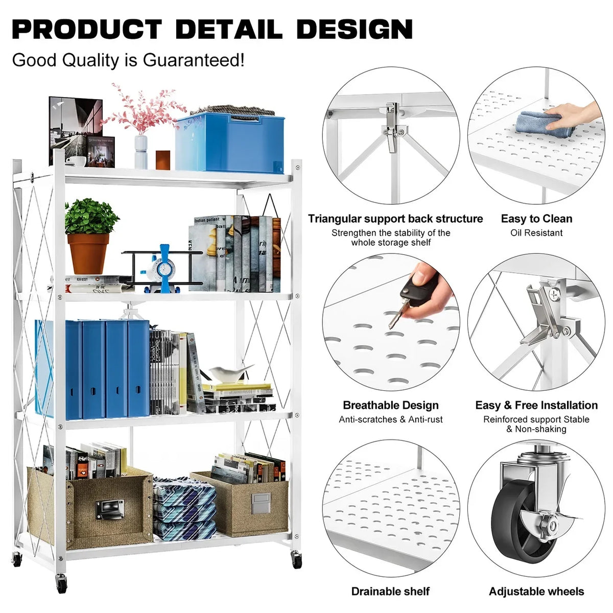 QRInnovations  Design Duty Shelving Tier Rack White Heavy 3/4 Modern Storage