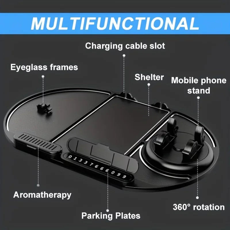 Car Holder Sticky Phone Organizer 4-in-1 with Non-Slip Mat Dashboard Convenient - Multifunctional Anti-Slip and and