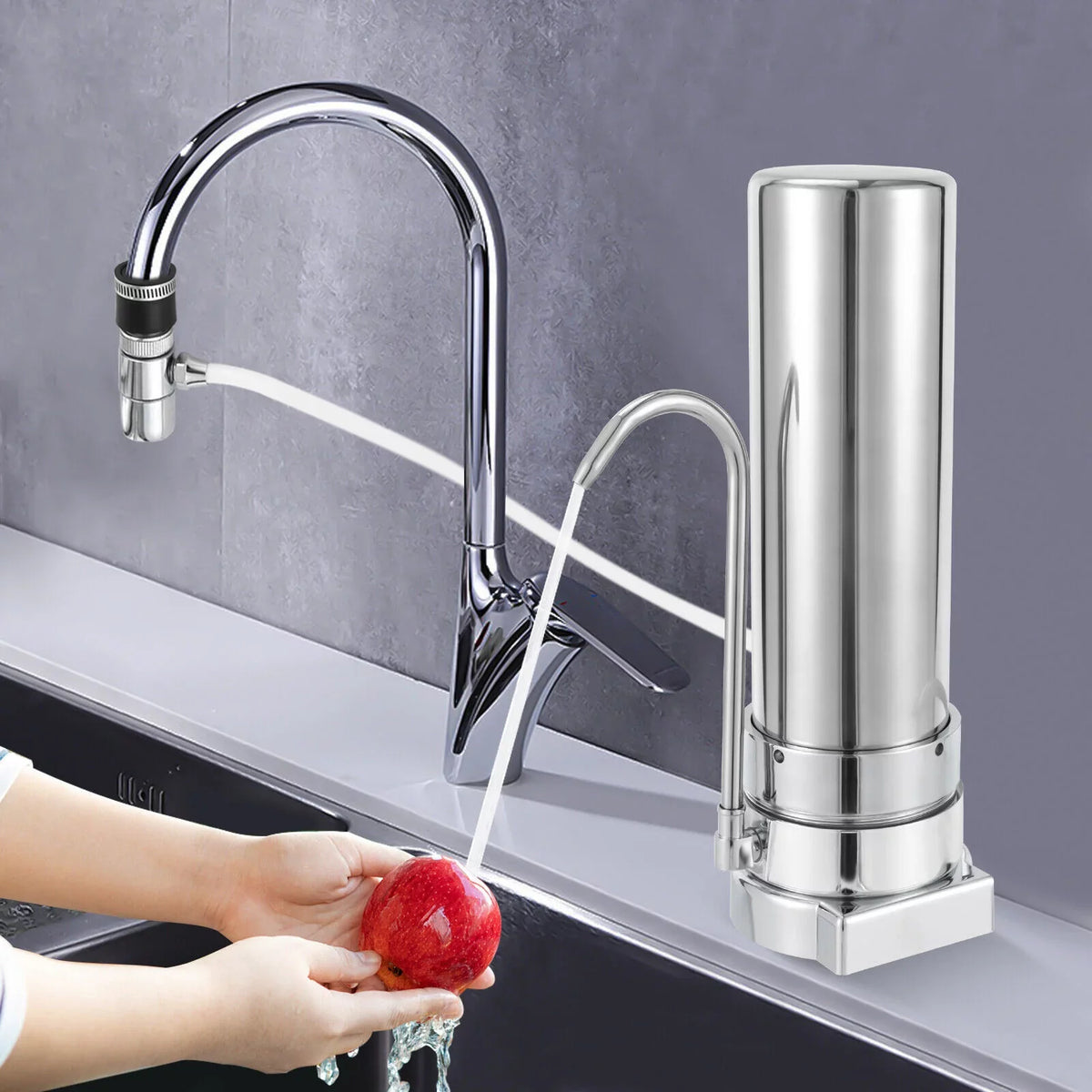 Filtration Filter Sink Countertop Stainless Tap Silver Drinking System Liquid Filter