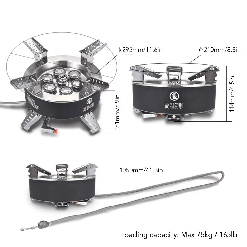 Gas Collapsible 18000W Dcenta Hiking Stove, Traveling Stove, Windproof High Fishing core Camping Backpacking Seven Stove,