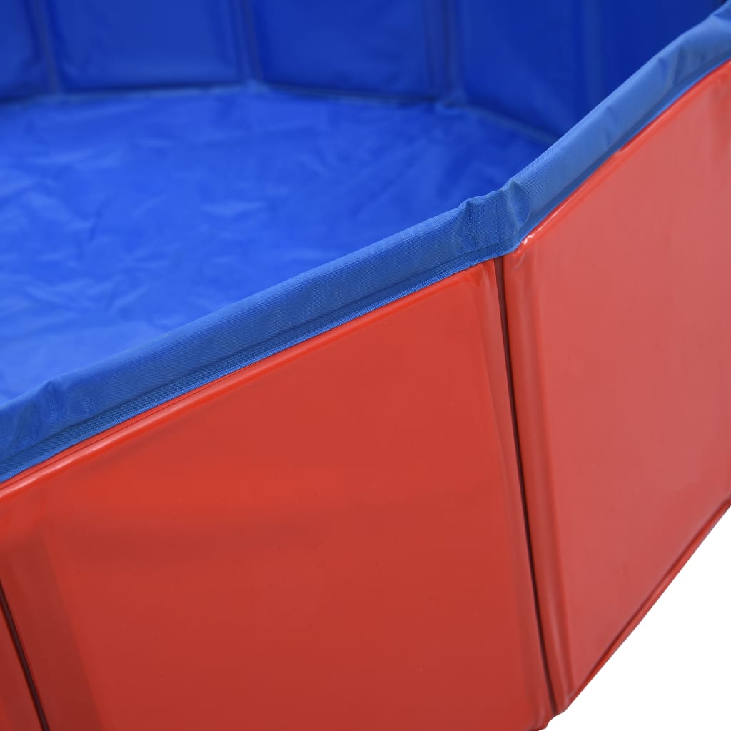 Dog 63"x11.8" Foldable Pool PVC Swimming Red