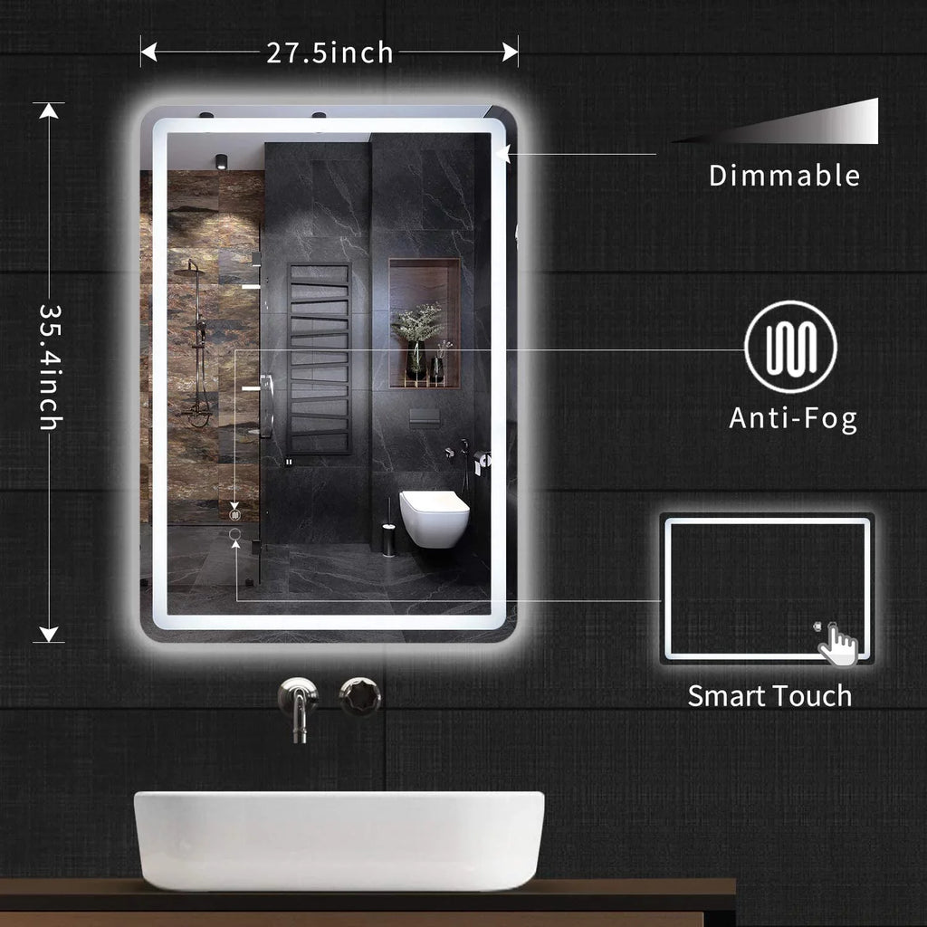 Deluxe Mirror 28 36 Large Bathroom CoSoTower LED with x White/Warm Anti-Fog Transparent Dimmable Vanity Inch Wall Makeup Simple Light（Horizontal/Vertical）,