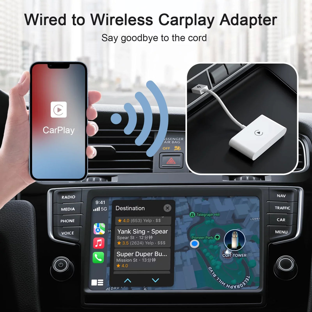 Replacement Carplay iPhone for Apple Player Navigation USB IOS Car Wireless Dongle Adapter