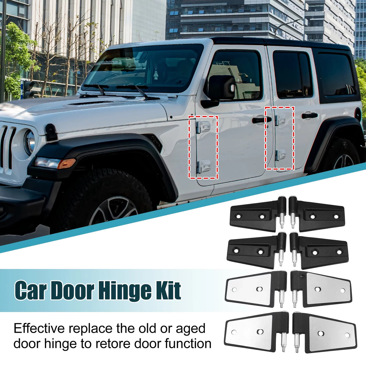 Door for Rear on Door Right 2007-2018 8pcs Unique Bargains with Upper Jeep Hinge Front Bolts JK Wrangler Left