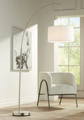 Brushed Room Lighting for  72" Cora White Floor 360 Living Tall Shade Standing Lamp Nickel Bedroom Modern n House Arc Drum Reading Office