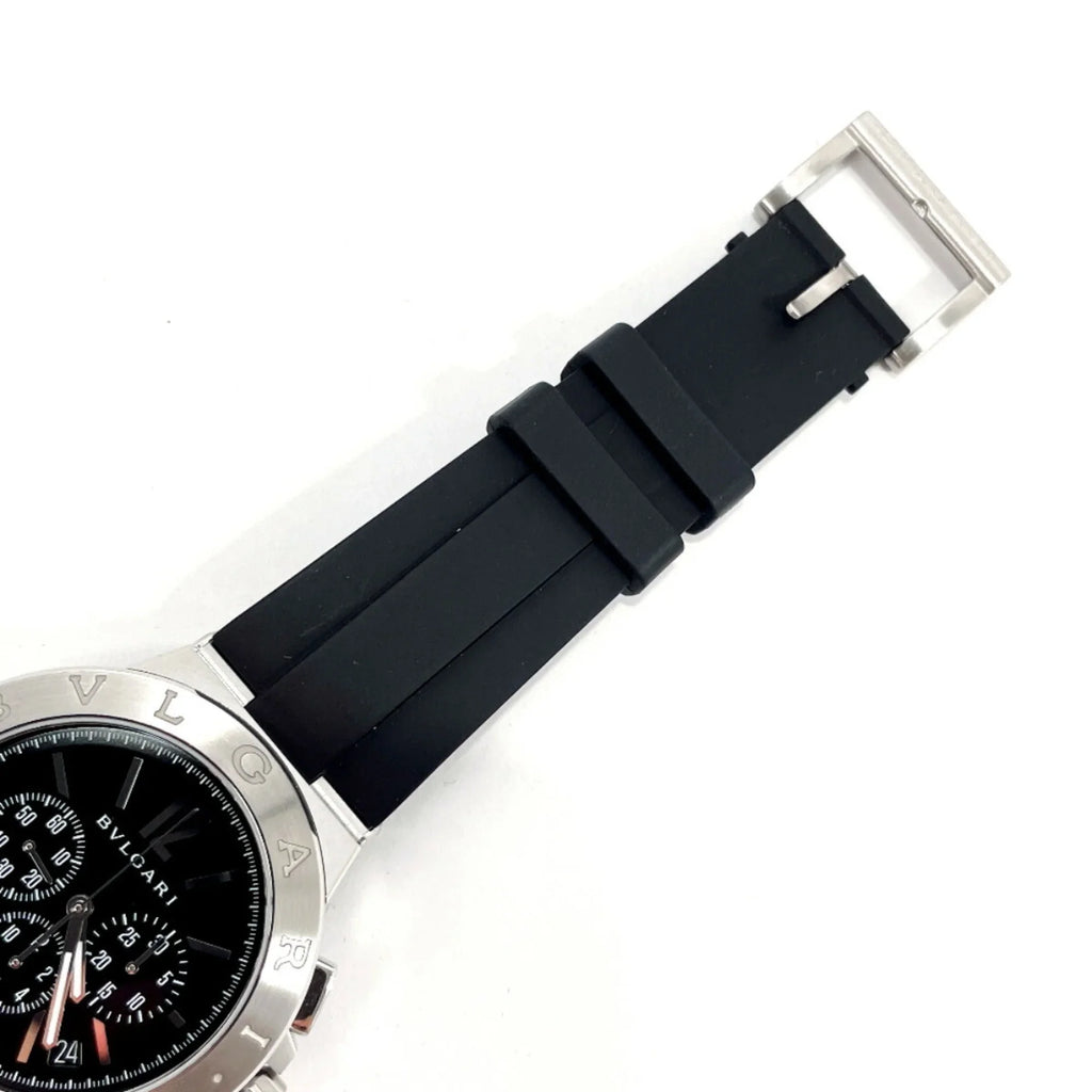 Stainless BVLGARI Bvlgari Steel Silver Watch DG41BSVDCH (Good) Chrono Pre-Owned Rubber Men's