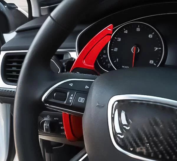 Q3 Compatible Shifter Aluminum Q7 (Red) Cover With Paddle A7 Trim, Wheel CNC Tech S7 Alloy, S5 Steering A3 S8 S4 A5 SQ5 A4 RS3 Xotic Q5 S3 A6 RS6 A8 S6 Audi
