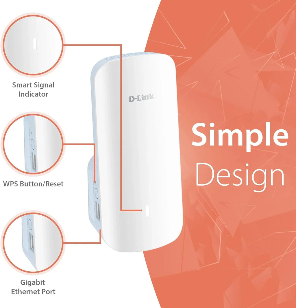 ft | Mesh LAN Sq. Gigabit Cover WiFi 2300 AX3000 6 D-Link (E30) AI | up 1x Extender Port | to Range