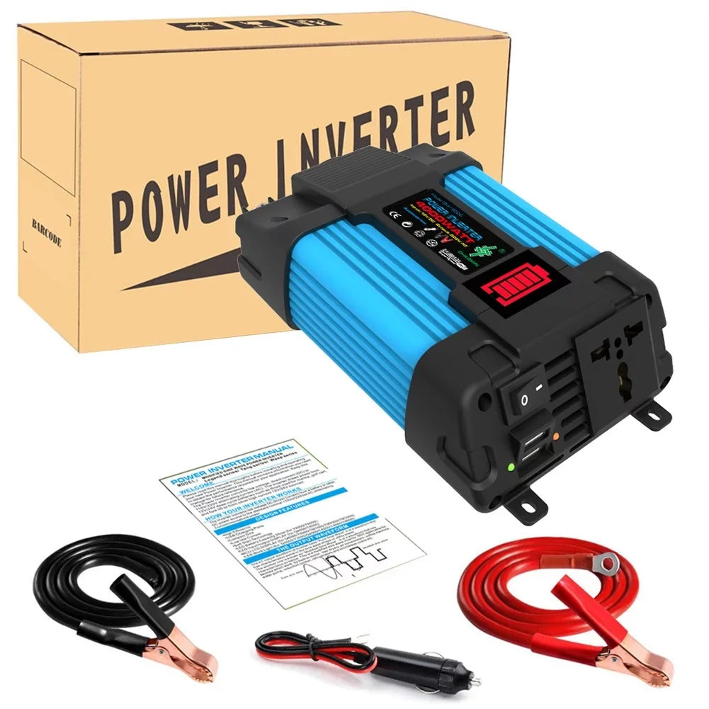 12V 4000W Pure Display 2 To DC 110/220V LCD Sine AC Wave USB Power Inverter Car