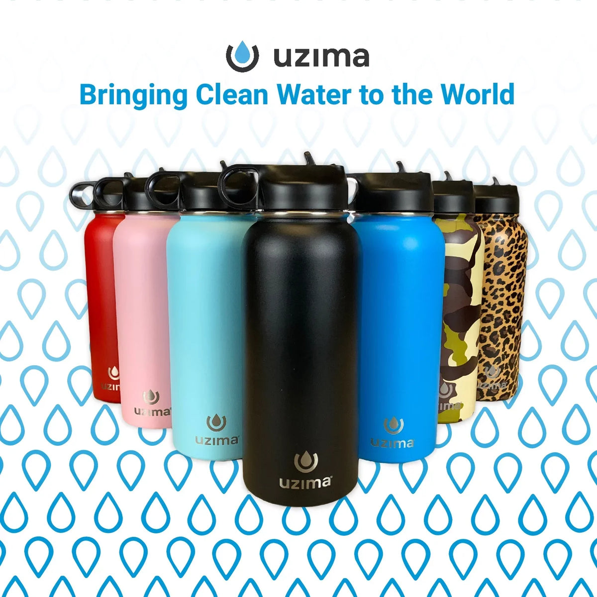 '- (Black) Steel Travel. Large and Double-Walled on Go. Uzima Camping, Hiking, Exterior. for the Purification Z-Source Filtered Backpacking, Bottle Liquid Liquid Capacity Stainless 32oz with