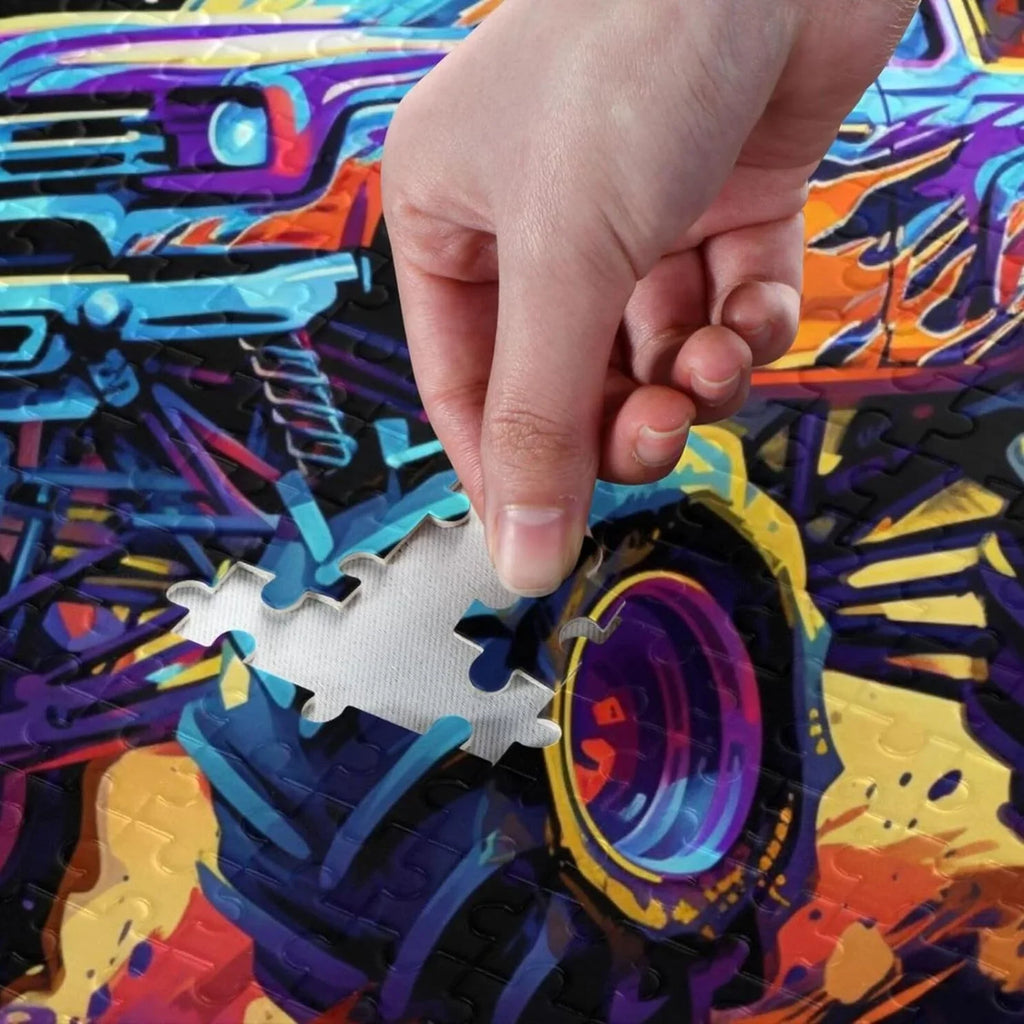 Material Composite Jigsaw Challenging for for Family with Truck Game Storage Zigsaw 500 Friends Neon Kids Parents PCS Monster Bag, Adults, Fun Puzzle, Puzzle Gift Brain Wood Exercise Paper