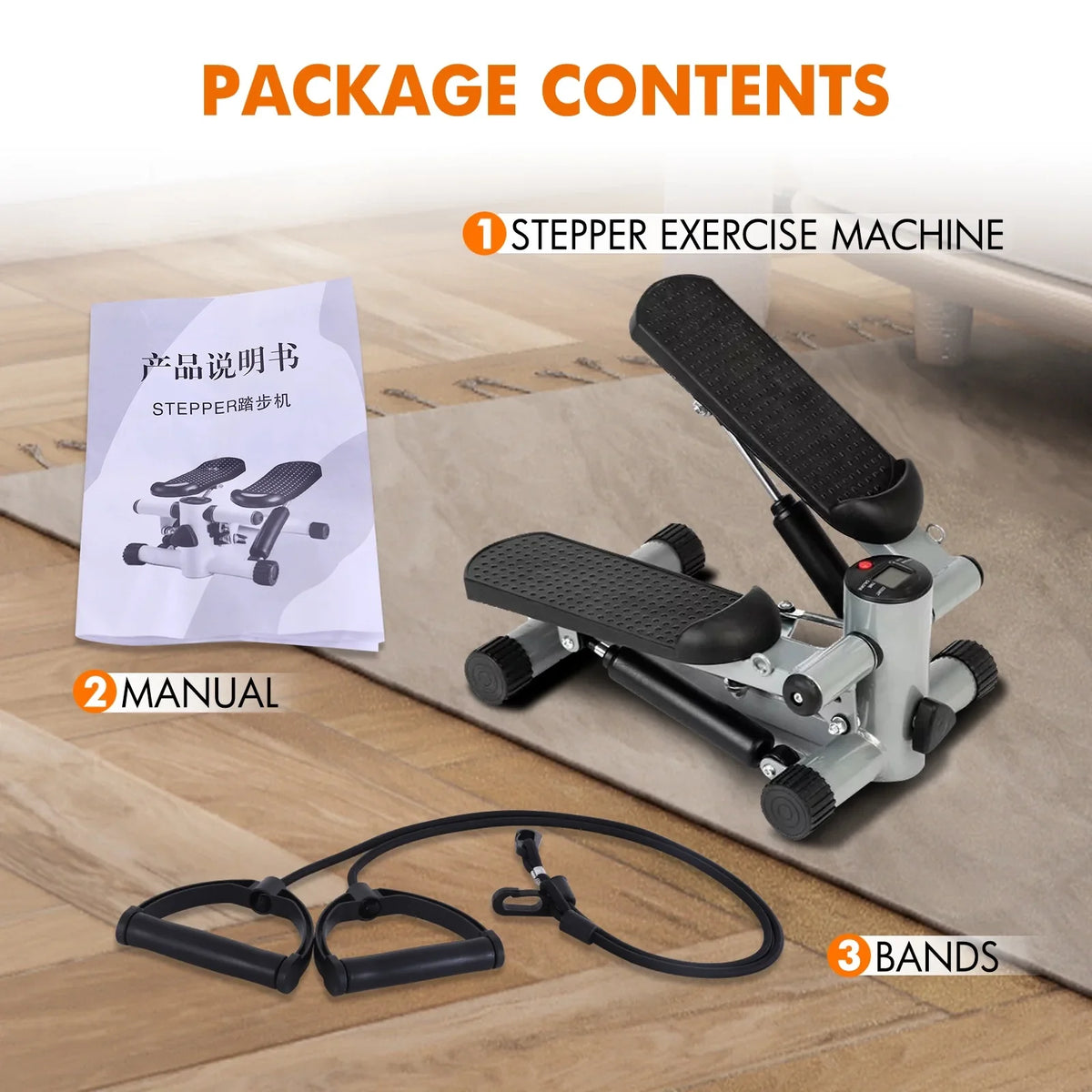 Equipment Bands, Resistance Height Stride Gray with for Exercise, Stepper Cardio Stepper Stair Stepper Mini Adjustable