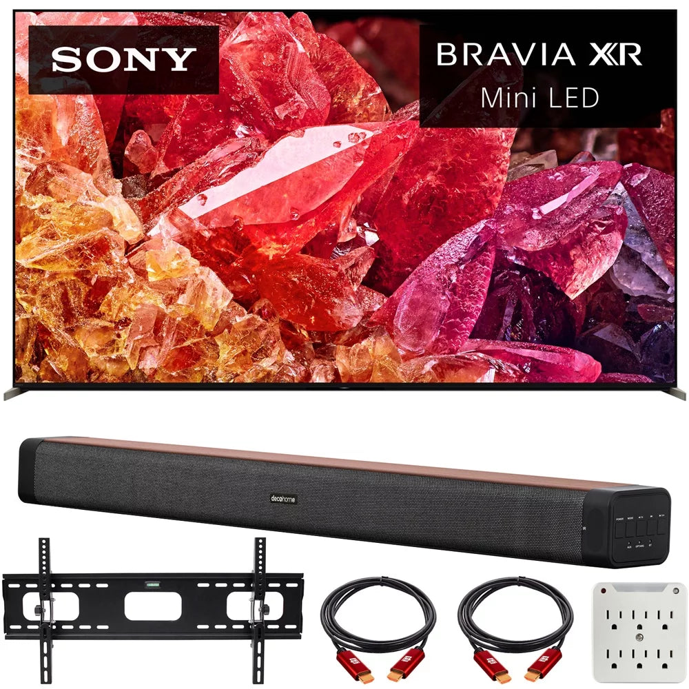 Surge Bundle 6-Outlet (2022 BRAVIA HDR TV Mount Adapter Model) Channel Google smart Wall Deco XR85X95K 2.0 Soundbar, LED with with Mini 60W TV Bundle and Bracket XR Sony X95K TV 4K Home 85" 37"-100"