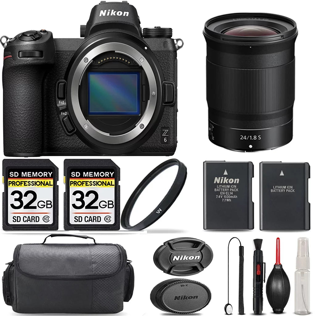 Cleaning Version Lens 24mm - + S with + + + 64GB + Extra UV Battery Nikon Z6 f/1.8 International Storage Case Mirrorless Kit Filter Backup