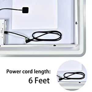 Deluxe Mirror 28 36 Large Bathroom CoSoTower LED with x White/Warm Anti-Fog Transparent Dimmable Vanity Inch Wall Makeup Simple Light（Horizontal/Vertical）,