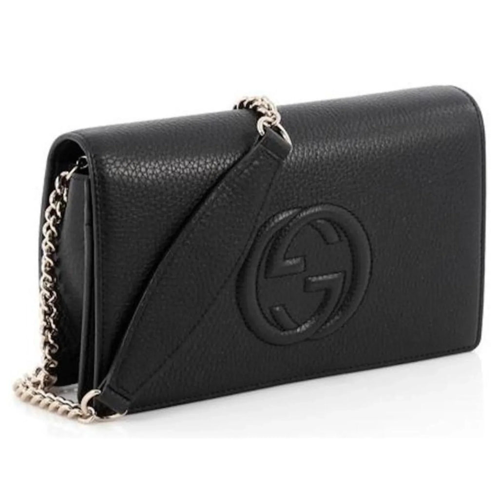 Black Chain Gucci Leather Soho Wallet Body Cross Bag on
