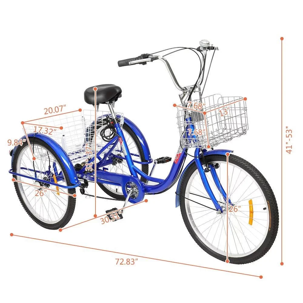 Bike, Men's Adult Wheel Blue Women's Tricycle SalonMore 26-Inch