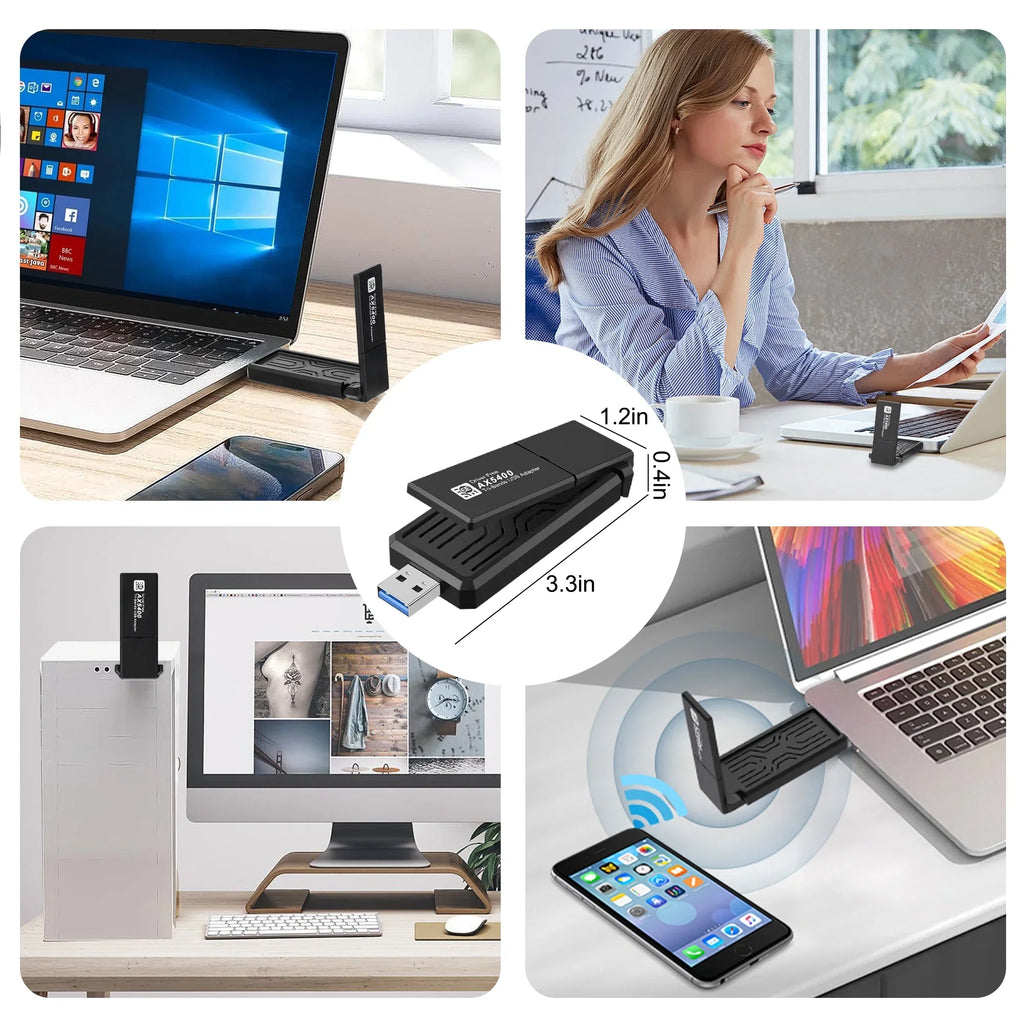 802.11AX 6E Band WiFi 3.0 Laptop 6GHz/5GHz/2.4GHz, Driver AX5400 WiFi Compatible WiFi with WPA3, Tri Adapter,Only Windows free,Black Network Adapter Dongle USB Wireless CELECTIGO PC ,for USB 11/10,