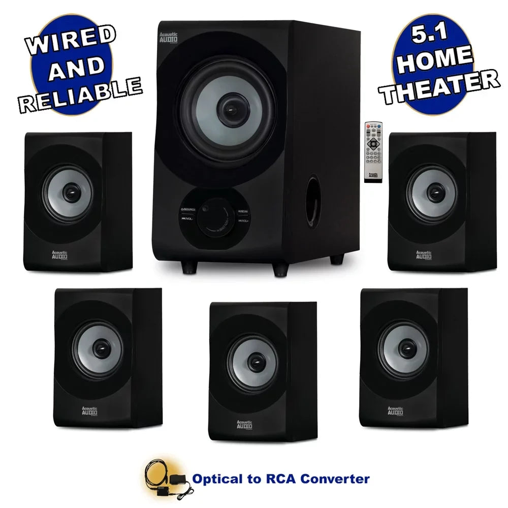 Speaker Theater and Optical Bluetooth System Input AA5172 USB Acoustic 5.1 with Home Audio