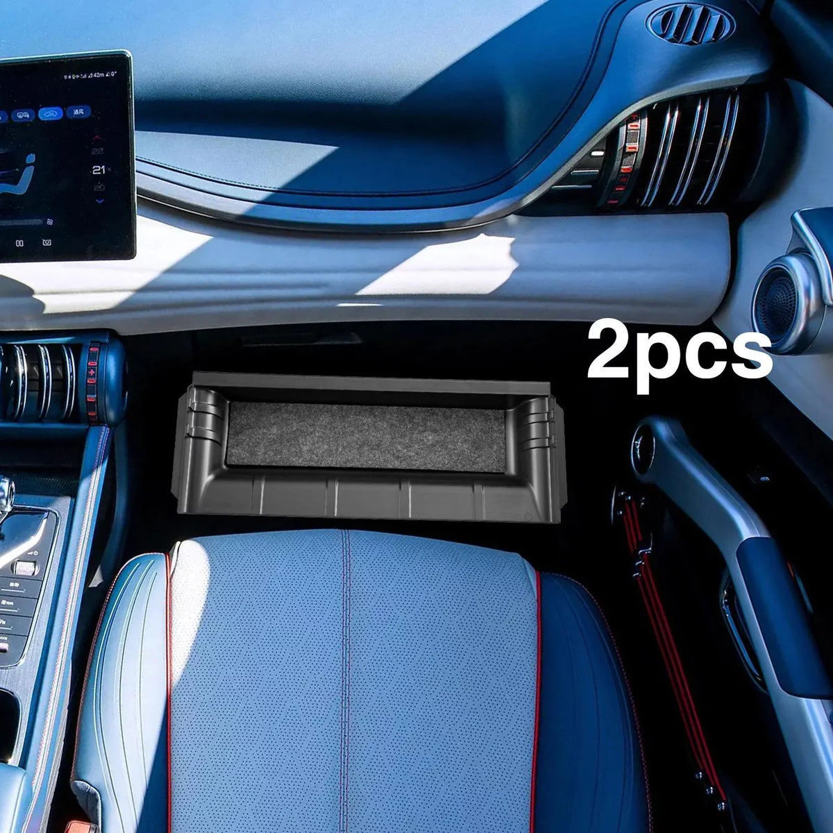 3 Underseat 2Pieces Organizer Box for Cubby Interior Passenger Hidden Drawer Car Box Driver Accessories Storage Seat Atto Bins Container under
