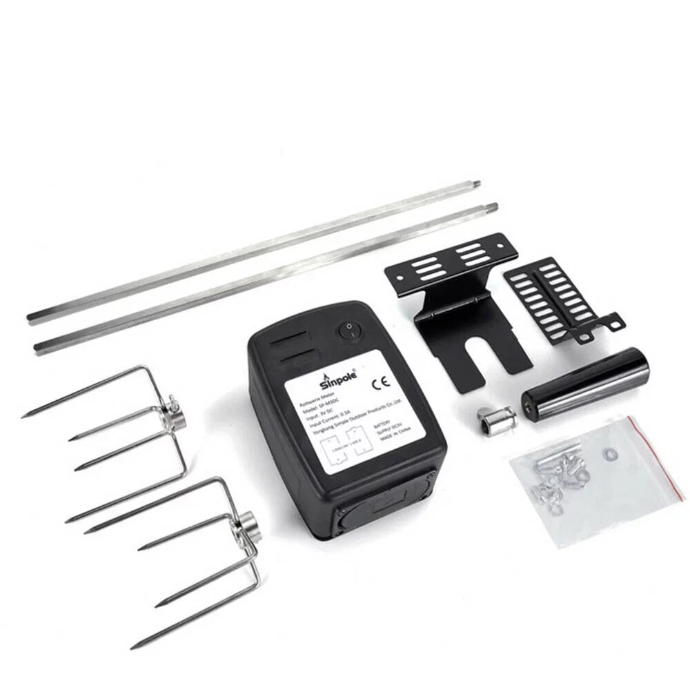 Grill Roaster Spit BBQ Barbecue Steel Motor Rotisserie Outdoor Rod Kit Stainless Electric