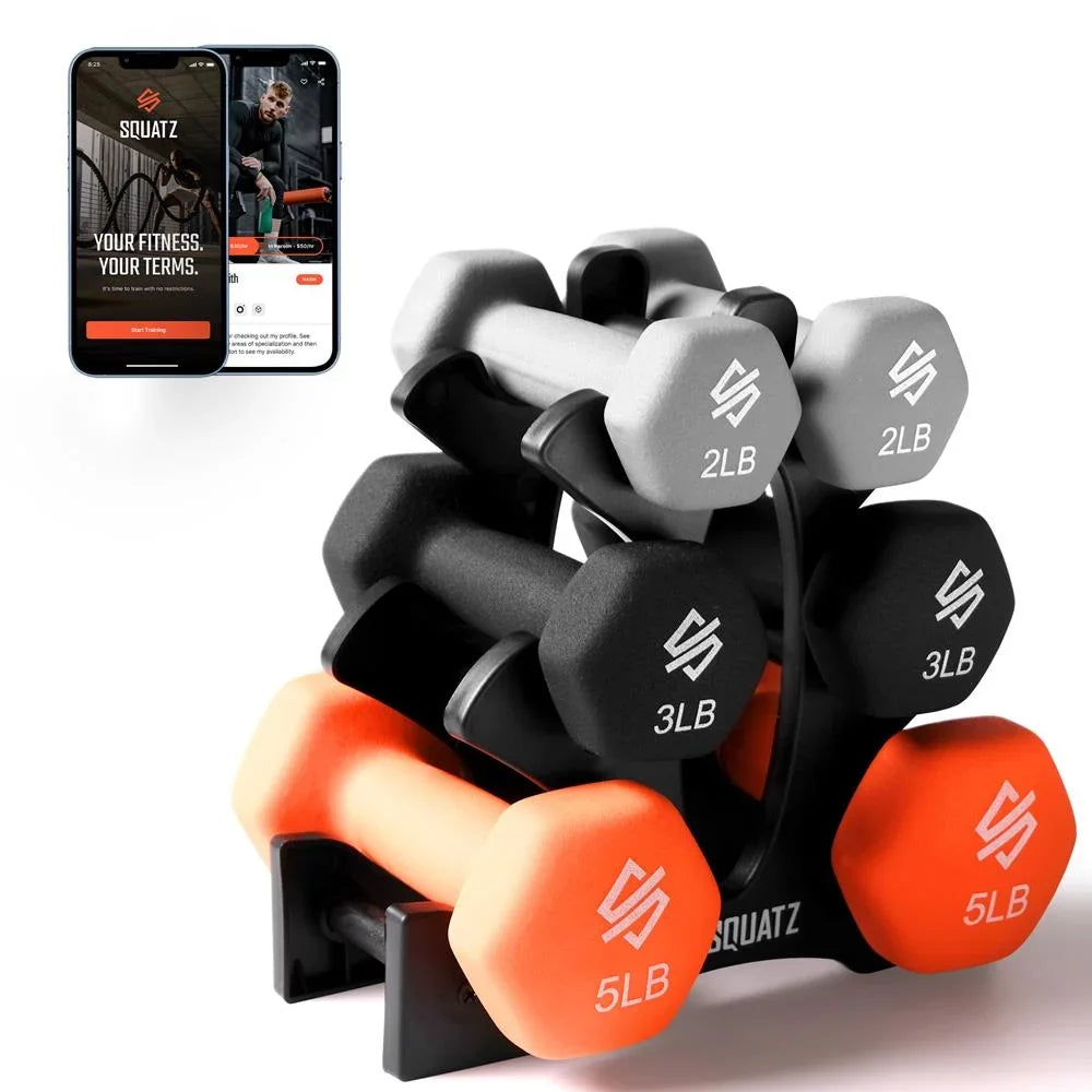 Coated Stand, Hex Colour Dumbbell All lbs. Set Shape Weight and Gray, Anti-Slip 20 Purpose Dumbbell Hand Orange with Neoprene Black
