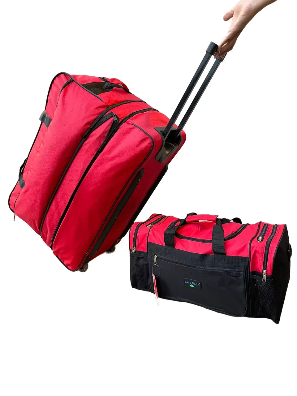 Travel (Red) Bag with Lb 28" Adjustable Duffle Bag Bags 20" Pockets with 60 + Set, Duffle Shoulder Lightweight Luggage Wheels Capacity Rolling Multi 2x Upright Large each Rolling Duffel