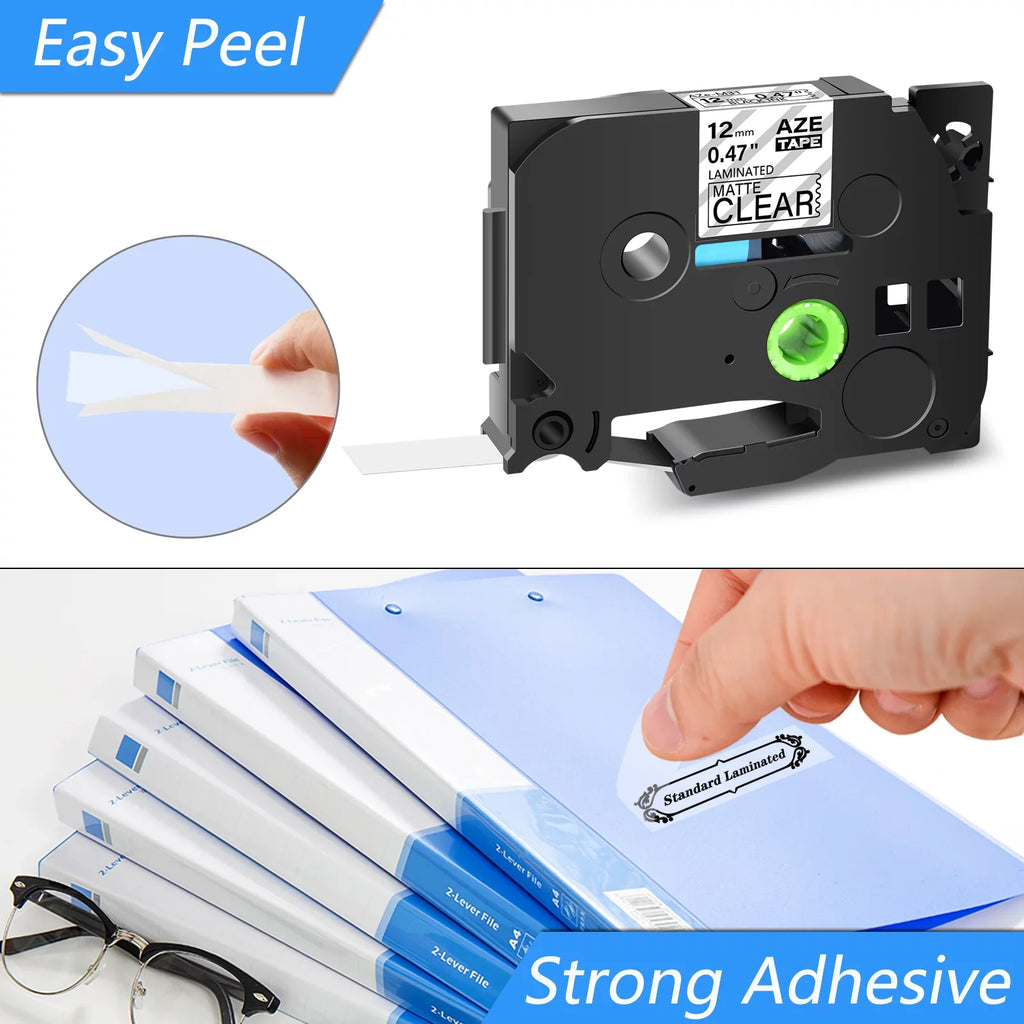 TZ-M31 Label 20PK Black Compatible on TZeM31 GREENCYCLE 0.47" for TZM31 Brother P-touch TZe-M31 Tape Laminated Clear 12mm Matte