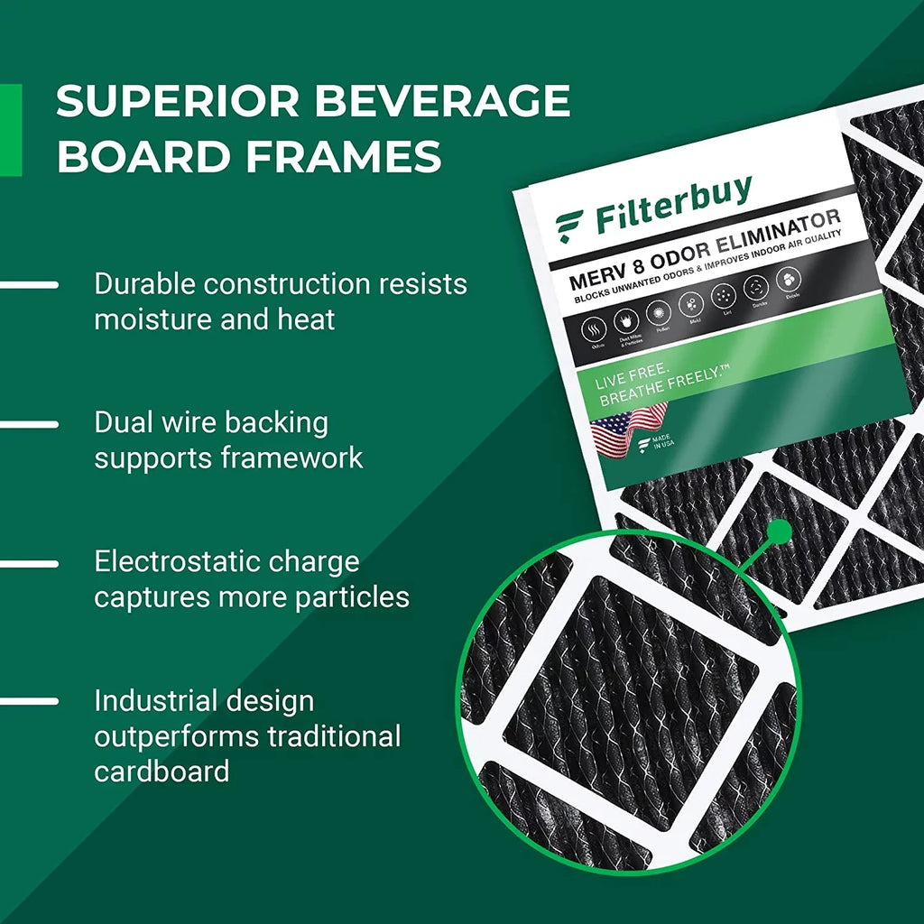 Filters Furnace AC Odor with 16x20x1 Air HVAC MERV Carbon Pleated Eliminator Activated (12-Pack) 8 Filterbuy