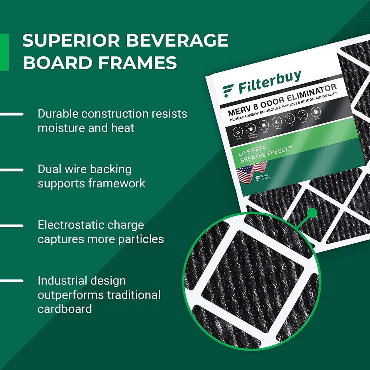 14x25x1 (3-Pack) Odor 8 HVAC with Carbon Furnace AC Filters Activated Pleated Filterbuy MERV Eliminator Air
