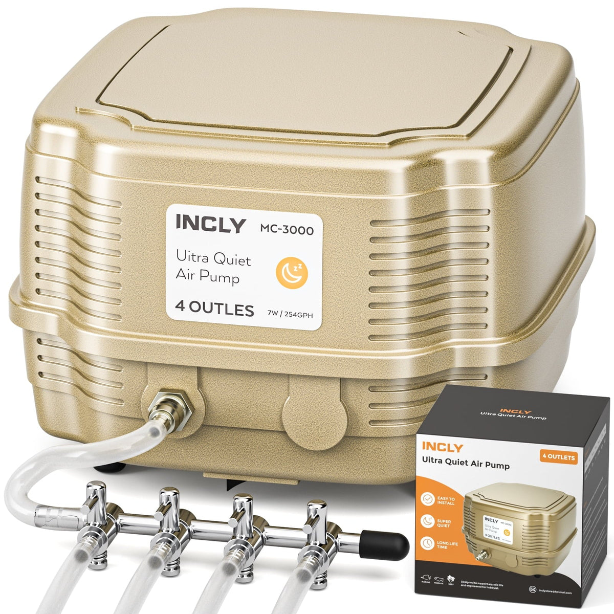 for Commercial Outlet, Adjustable INCLY Air Hydroponics Gallon Quiet Filter with Tank 7W Oxygen Stone Pump 4 rium & 245 Bubbler Air Liquid Fish Pond