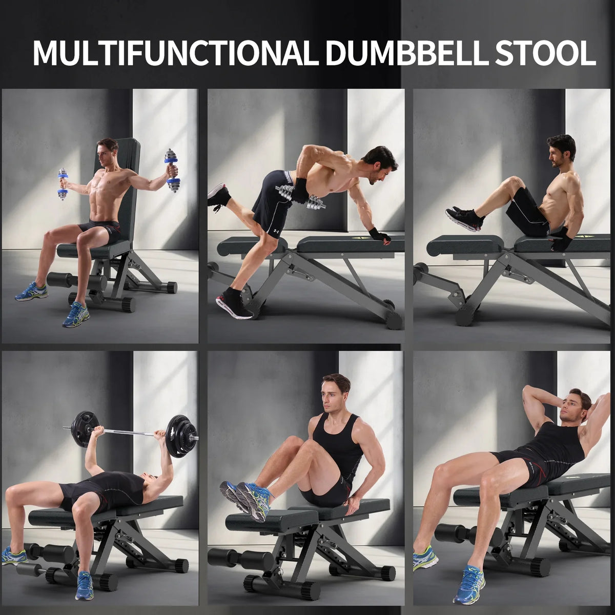Foldable Full Body Training Bench, Bench Pounds Home Adjustable Strength Weight for Gym Benches Workout, for Set 880 Incline Capacity