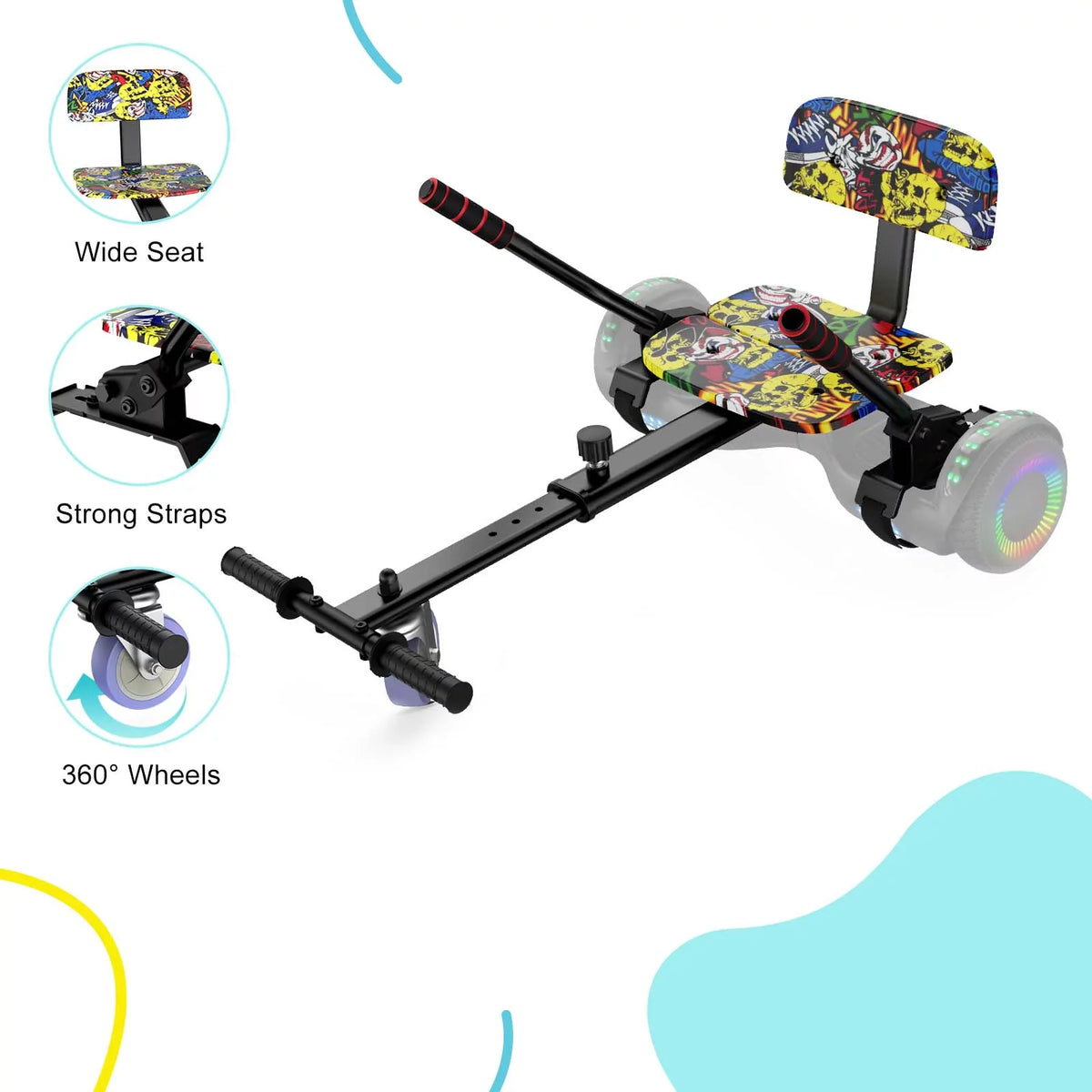 Attachment, 10" Graffiti Seat Compatible 6.5"/ with Hoverboard Hoverboards 8"/ for Accessories, Adjustable Kids, Hoverboards