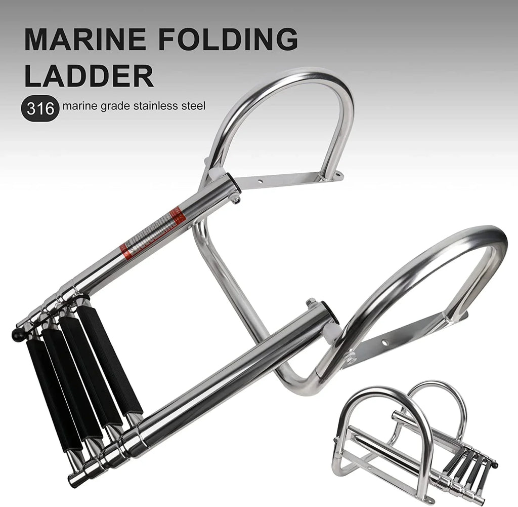 Ladder,Dock Ladder 4 Pontoon Duty Wide Swim Hand Steps, Boat Ladder,Heavy Railings Boat with with Boat Ladder Telescoping Step Folding Boarding