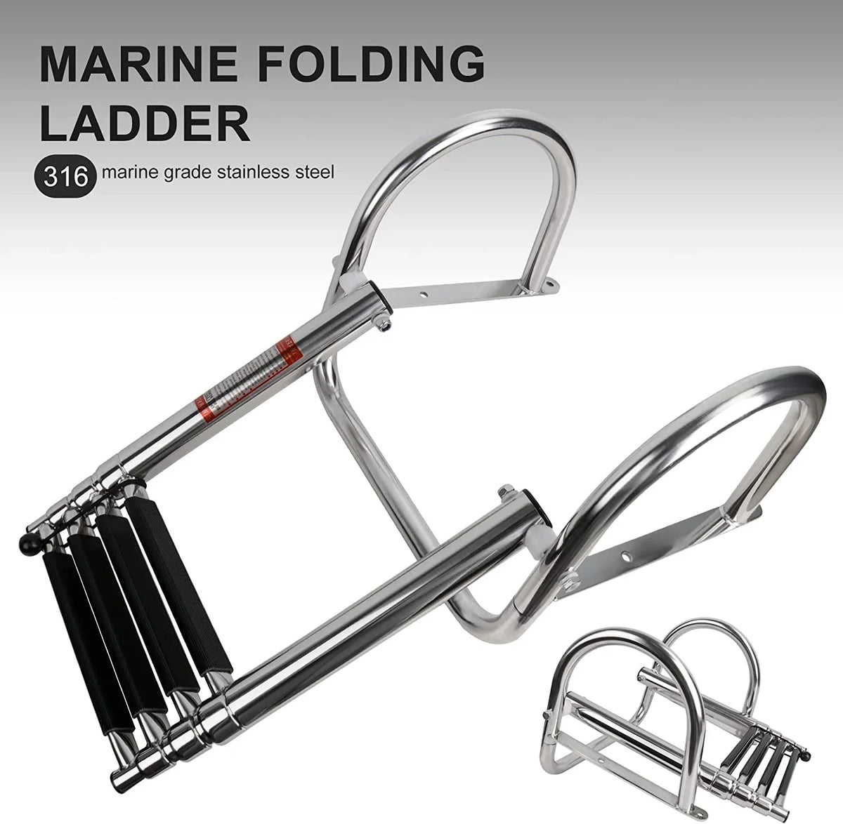 Ladder,Dock Ladder 4 Pontoon Duty Wide Swim Hand Steps, Boat Ladder,Heavy Railings Boat with with Boat Ladder Telescoping Step Folding Boarding