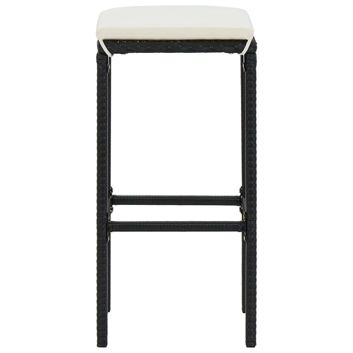 Outdoor Anself Piece Rattan Dining and Shelf Terrace, Cushioned Garden 4 Stool Poly Black Bistro, Set for Patio 5 Chairs Storage Pub, Table Bar Backyard, Set with