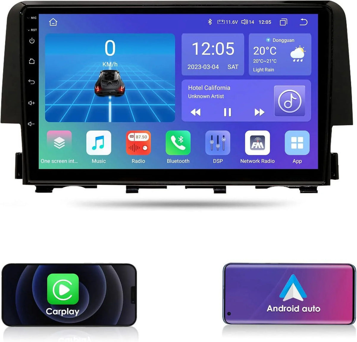STEREO 12 CIVIC CAR 2016-2020 FOR 9" 4G HONDA CARPLAY APPLE ANDROID RADIO GPS