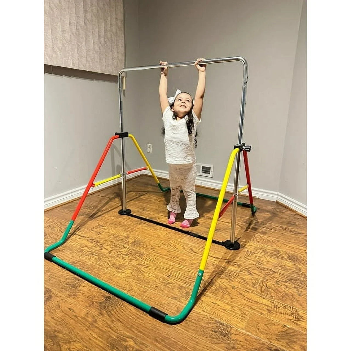 Home for Kids' Monkey Folding Playground Equipment - - Boys/Girls Horizontal Bar Expandable - Gymnastics Kip Training for Height-Adjustable Bar Bar (Red/Yellow) Bar Gymnasts Junior