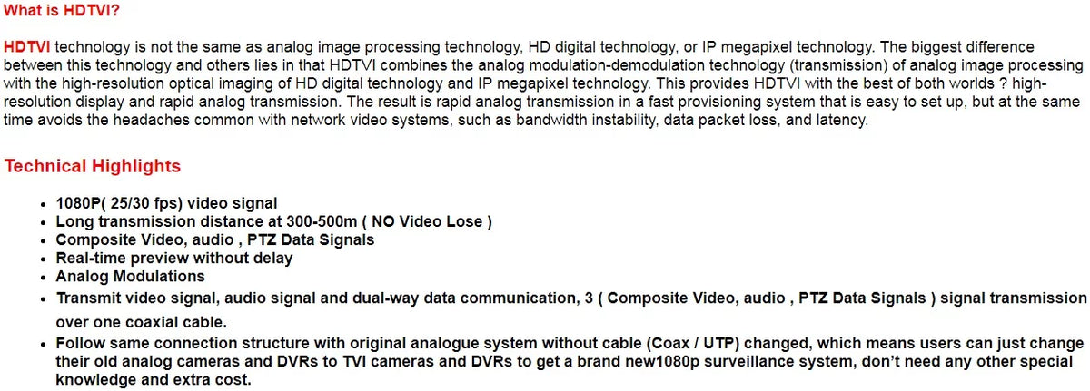 HD Camera 1080P Included) Dual TVI Dual (Lens 2MP Power, TPB-204 Box with Not Outputs Eyemax